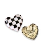 CHECKERBOARD HEART SHAPED STUD EARRINGS - $8.15 CAD