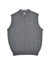 Peter Millar Merino Wool Sweater Vest Mens L Grey 1/4 Zip Pullover Golf - £28.04 GBP