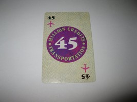 1986 Power Barons Board Game Piece: $45 Million Credits Transportation card - $1.00