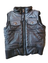 Pelle Pelle Jacket Vest Black Faux Leather Full Zip Lined Filled Baby Sz 12Month - $9.50