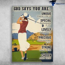 Golf Lady God Says You Are Unique Special Lovely Precious Strong Chosen - £12.57 GBP