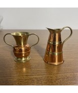 Vintage Miniature Copper And Brass Pitcher And Jug Made In Holland - $16.65