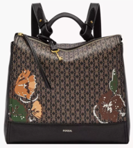 Fossil Elina Convertible Black Floral Logo Backpack SHB2999979 NWT $180 MSRP FS - £71.11 GBP