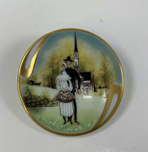 P Buckley Moss Society Pin Pendant Country Wedding 1994 Porcelain #15440 - £18.27 GBP