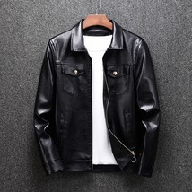 Men&#39;s Casual PU Leather Clothing Autumn New Youth Personality Trend Slim Lapel L - £97.31 GBP