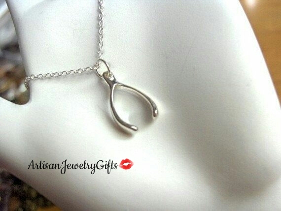 Sterling Silver Wishbone Necklace Small Wishbone Necklace Silver Wishbone Charm  - £28.47 GBP - £36.38 GBP