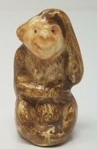 Figurine Monkey Chimp Arm Above Head Small Painted Ceramic Vintage  - $14.20