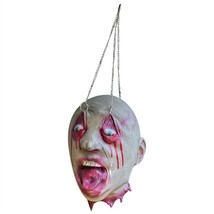 Life Size Realistic Latex Zombie Chained Eyelids Severed Head Creepy Horror Prop - £34.25 GBP