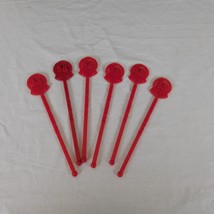 Max &amp; Erma&#39;s Restaurant Lot of 6 Vintage Swizzle Sticks Red 6&quot; Lg Cocktail Drink - £11.66 GBP