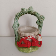 Pixie Elf  Posing by a Wishing Well Planter Vintage Ceramic Japan  - $28.98