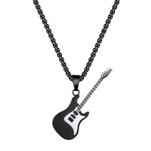 Golandstar Fashion Stainless Steel Guitar Model Pendant Men Necklace Hip-hop Pun - $19.59