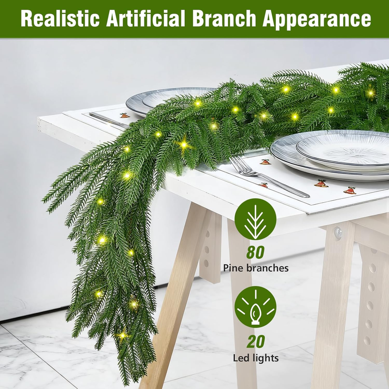 6FT Christmas Garland with Lights Battery Operated: Prelit Faux Decorations, Rea Item image 8