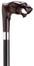 Walking Cane Lion Head Handle Brown Finish Cane with Black Wood Shaft Wt... - $73.99