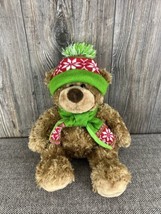 17&quot; HUGFUN Teddy Bear Plush Snowflake Christmas Scarf And Scarf Stuffed ... - $18.81