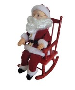 Santa In Red Rocking Chair Plays Christmas Music Jingle Bells 13” H Works - £12.98 GBP