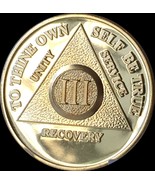 3 Year Alcoholics Anonymous AA 24k Gold Plated Medallion Chip Sobriety Coin - $17.66