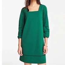 Ann Taylor Green Lantern Sleeve Square Neck 3/4 Puff Sleeve Shift Dress ... - $17.77