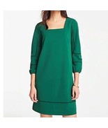 Ann Taylor Green Lantern Sleeve Square Neck 3/4 Puff Sleeve Shift Dress ... - $335.78 MXN
