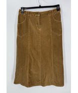 J Jill Long Camel Tan Corduroy Panel Skirt Size 14 Modest - $29.69