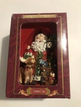 Christmas Santa Claus Reindeer Grandeur Noel 4&quot; Resin Ornament &amp; Tin Box - £9.10 GBP