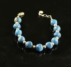 Carolyn Pollack Lapis Lazuli Blue Beaded Sterling Silver Bracelet - £47.48 GBP