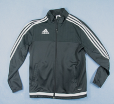 ADIDAS Black  White Youth Jacket Size L /G 14-16  Full Zip 3 Stripes Track - $9.65