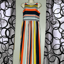 Hount Multi Striped Maxi Dress Medium - £11.93 GBP