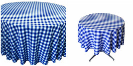 Tablecloth Checkered Round 30 Inch - Royal Blue and White - P01 - £39.07 GBP