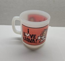 Glasbake I Love Java! Heat Resistant 8 oz. Milk Glass Coffee Mug Cup USA 1980s - £17.33 GBP