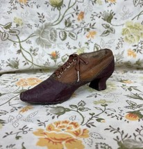 Vtg 1990s Victorian Shoe Sculpture Clay Resin Brown Womens Figurine Paper Weight - £19.03 GBP