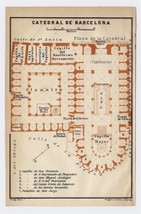 1913 Original Antique Plan Of Barcelona Cathedral / Barcelona Catalonia / Spain - £15.94 GBP