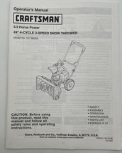 Craftsman Snow Thrower Operator&#39;s Owners Manual Sears 24” 4 Cycle Snowblower - £9.63 GBP