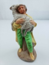 Vtg Shepherd Boy With Lamb Christmas Nativity Manger Creche Ceramic Figurine 6&quot; - £13.16 GBP