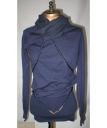 NWT New Womens Designer Acne Blouse Top XS Jersey Navy Blue Belt LS Dark... - £362.12 GBP
