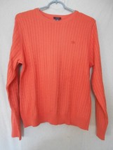 Izod Coral v-neck Sweater 100% cotton Size XL cable knit light medium we... - $446.21 MXN