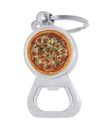 Pizza Bottle Opener Keychain - Metal Beer Bar Tool Key Ring - $10.77