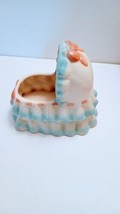 Napco Ceramic Japan 50&#39;s MCM Baby&#39;s Bassinet Nursery Planter Pink  Blue  White - £14.42 GBP