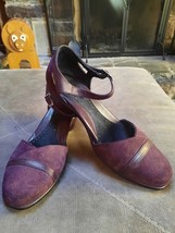 Dansko Purple Suede Leather Lizard Trim Ankle Strap Shoes Sz EU39/US8 - £30.96 GBP