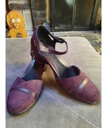 Dansko Purple Suede Leather Lizard Trim Ankle Strap Shoes Sz EU39/US8 - £31.07 GBP