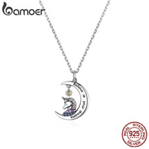 925 Silver Moonlight CZ Pendant Necklace for Women Family Gifts Fine Jewelry SCN - £19.95 GBP