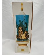 Vintage Nativity Christmas Adoration Candle And Holder 5 1/4&quot; - $11.88