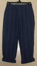 Nwt Womens Sonoma Navy W/ Pinstripes Linen Blend Pull On Capri Pant Size Xs - £19.82 GBP