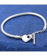 Valentine Release Sterling Silver Moments Heart T-Bar Snake Chain Bracelet  - $44.95 CAD+