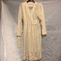 Designer Vintage Womens SZ 10 Cream Long Sleeve Dress w/ Scarf by Jill R... - £32.37 GBP