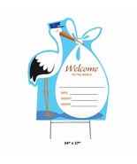 New Baby Stork Outdoor Yard Sign Blue Boy Birth Welcome Garden Grass Dis... - $33.66