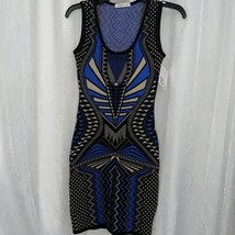 Hera Collection Women&#39;s Dress Black, Blue &amp; Gold Sweater Bodycon Size Small - £28.26 GBP