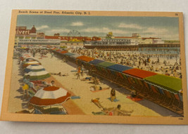Vintage Postcard Unposted Beach Scene Steel Pier Atlantic City NJ - £3.68 GBP