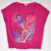 OP Women&#39;s Pink Feather Blouse Size XL - $24.88