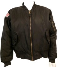 Vtg USAF MA1 Flight Jacket Men L Black Orange Reversible Maverick Top Gun Bomber - £83.61 GBP