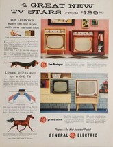 1955 Print Ad GE 4 Great New TV Stars Television Sets Happy Wiener Dog - £16.80 GBP